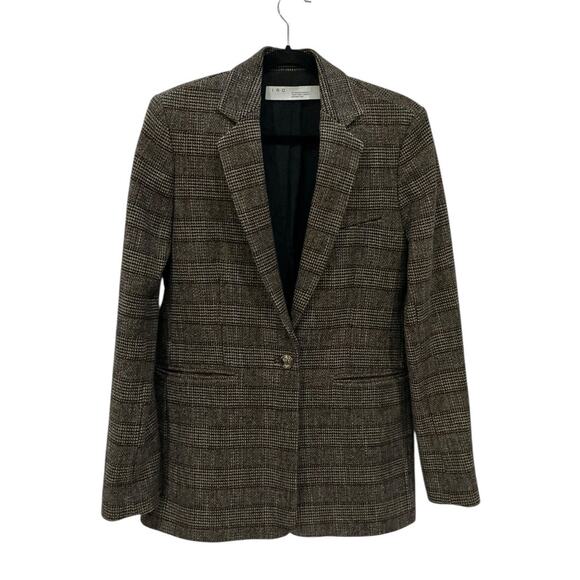 IRO Houli Plaid Tweed Blazer Jacket Brown FR 36 US 4 Oversized Wool Check - Picture 2 of 13